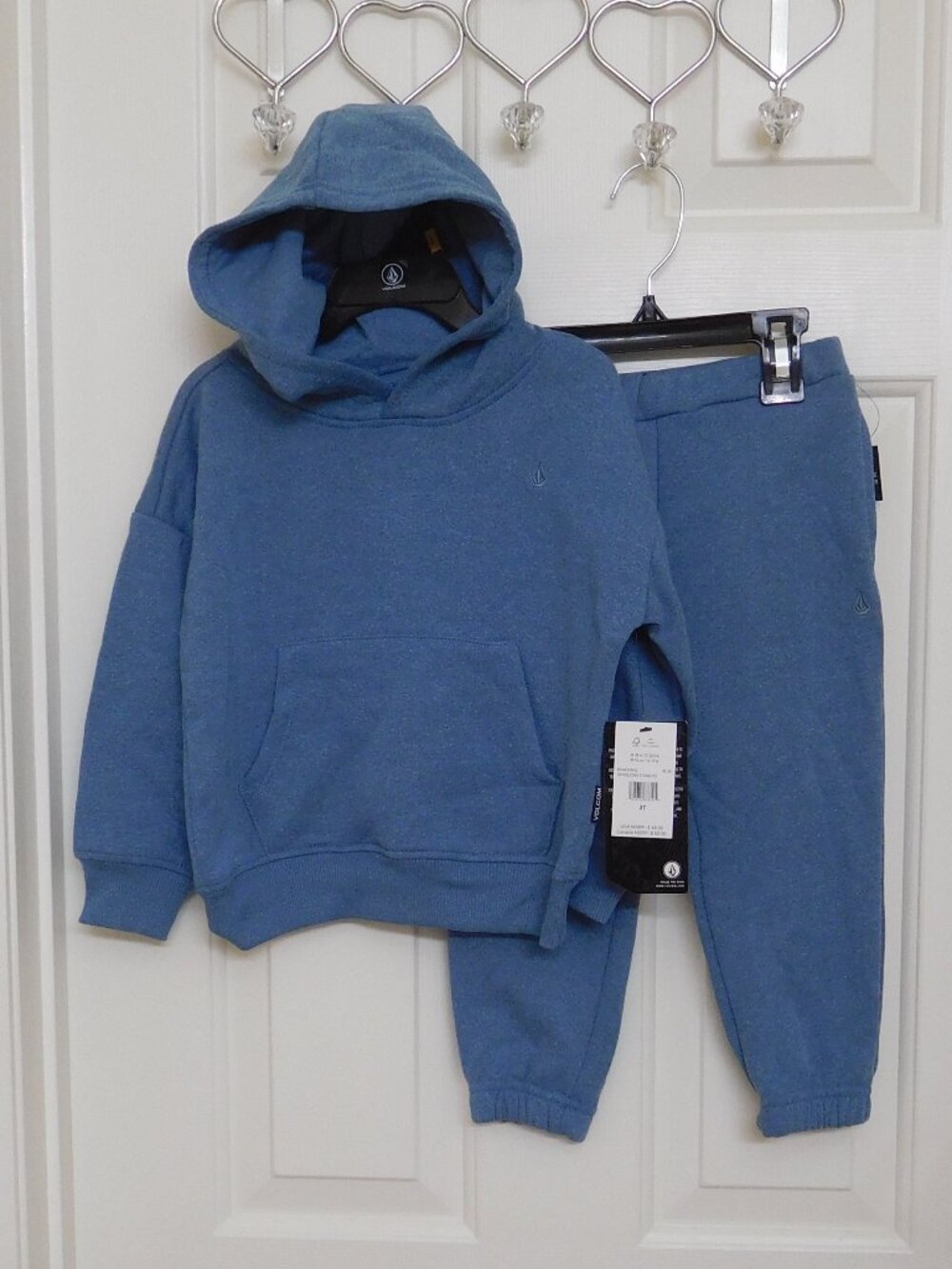 NWT 2pc Volcom Blue Heather Hooded Sweatshirt & Joggers sz 3t